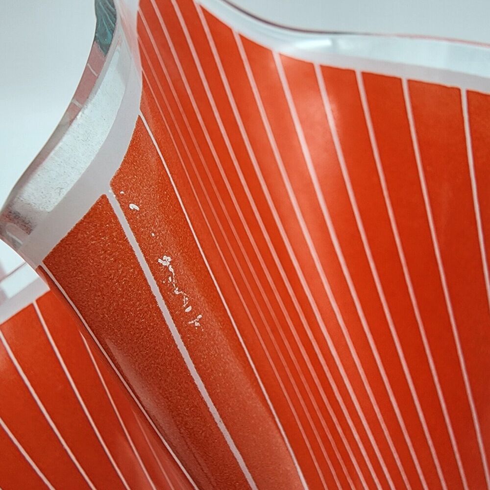 Chance Brothers Handkerchief Vase Orange White Cordon Pinstripe MCM Vintage 60s - Picture 7 of 13